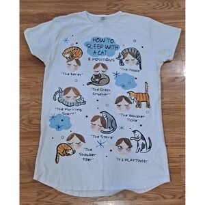 Relevant Short Sleeve Sleep Shirt Womens One Size White How To Sleep With ACat
